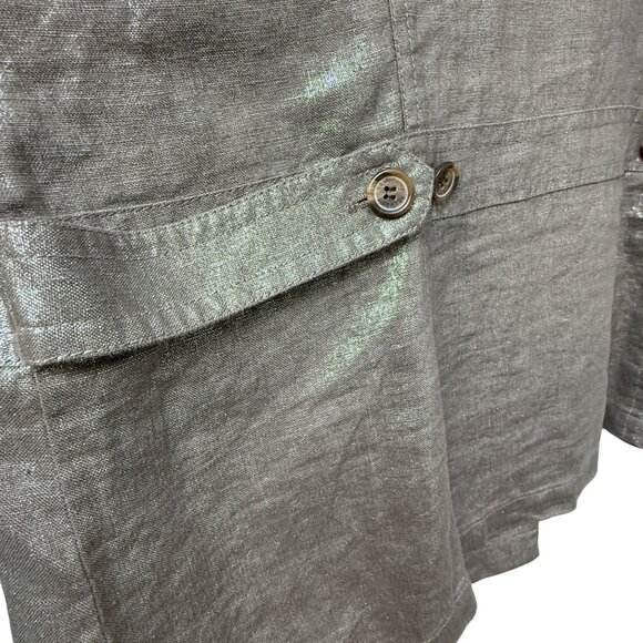 Liz Claiborne Safari Jacket Plus Size 2X 100% Linen Shimmer Brown Utility - Picture 6 of 10